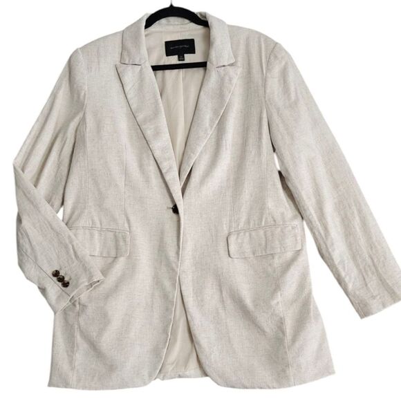 Banana Republic Women's Tan Linen Cotton Blend Blazer Suit Jacket - Picture 5 of 8